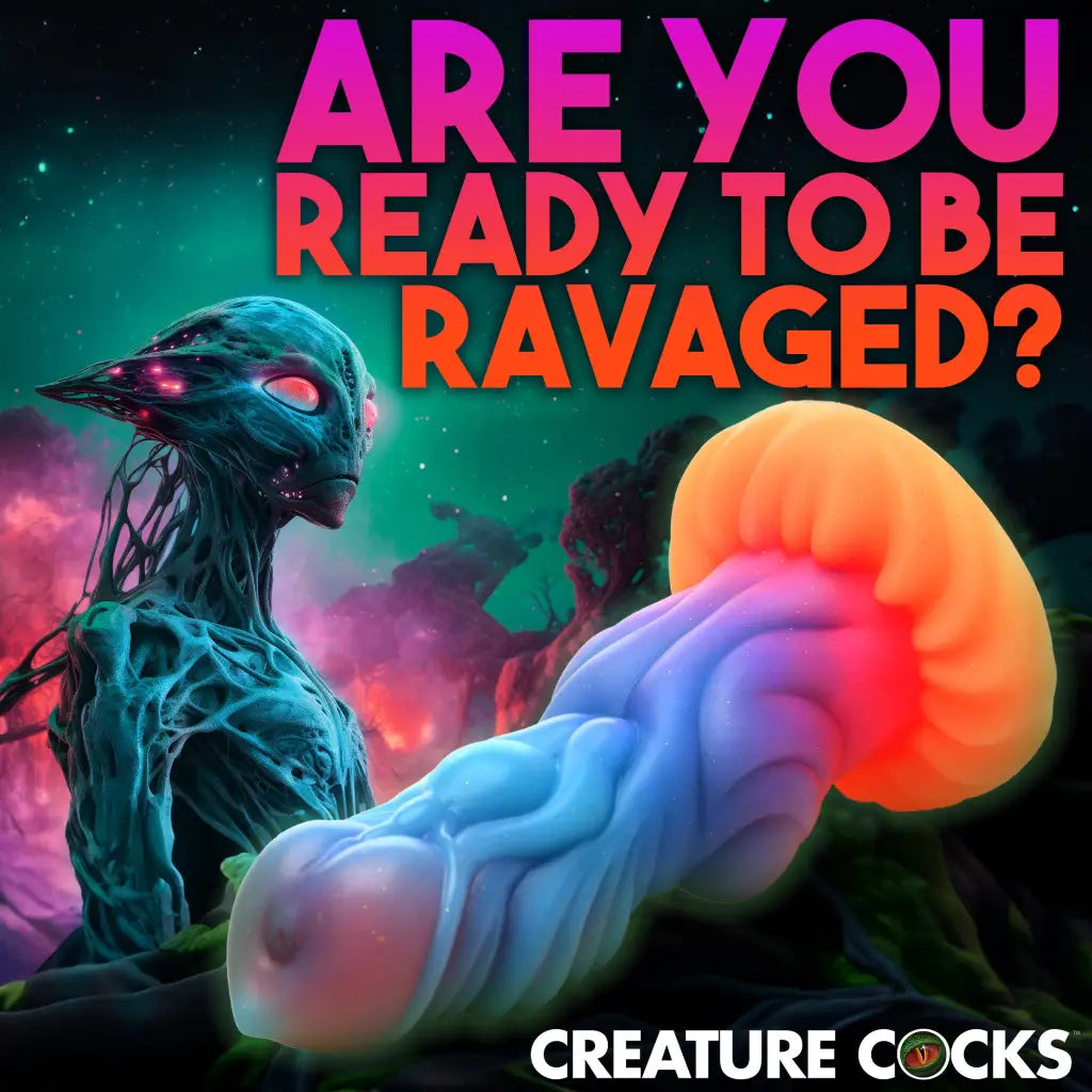 Creature Cocks Alien Invader Glow-in-the-dark Silicone Dildo - Glow in the Dark - Fantasy Dildo