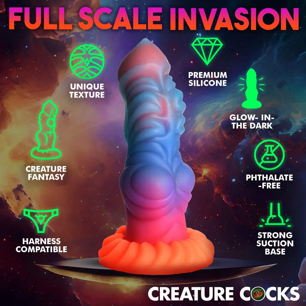 Creature Cocks Alien Invader Glow-in-the-dark Silicone Dildo - Glow in the Dark - Fantasy Dildo