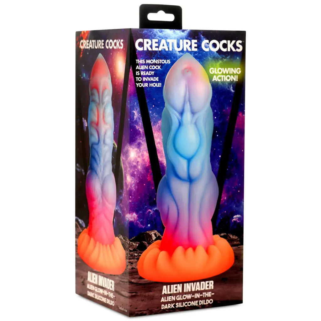 Creature Cocks Alien Invader Glow-in-the-dark Silicone Dildo - Glow in the Dark - Fantasy Dildo