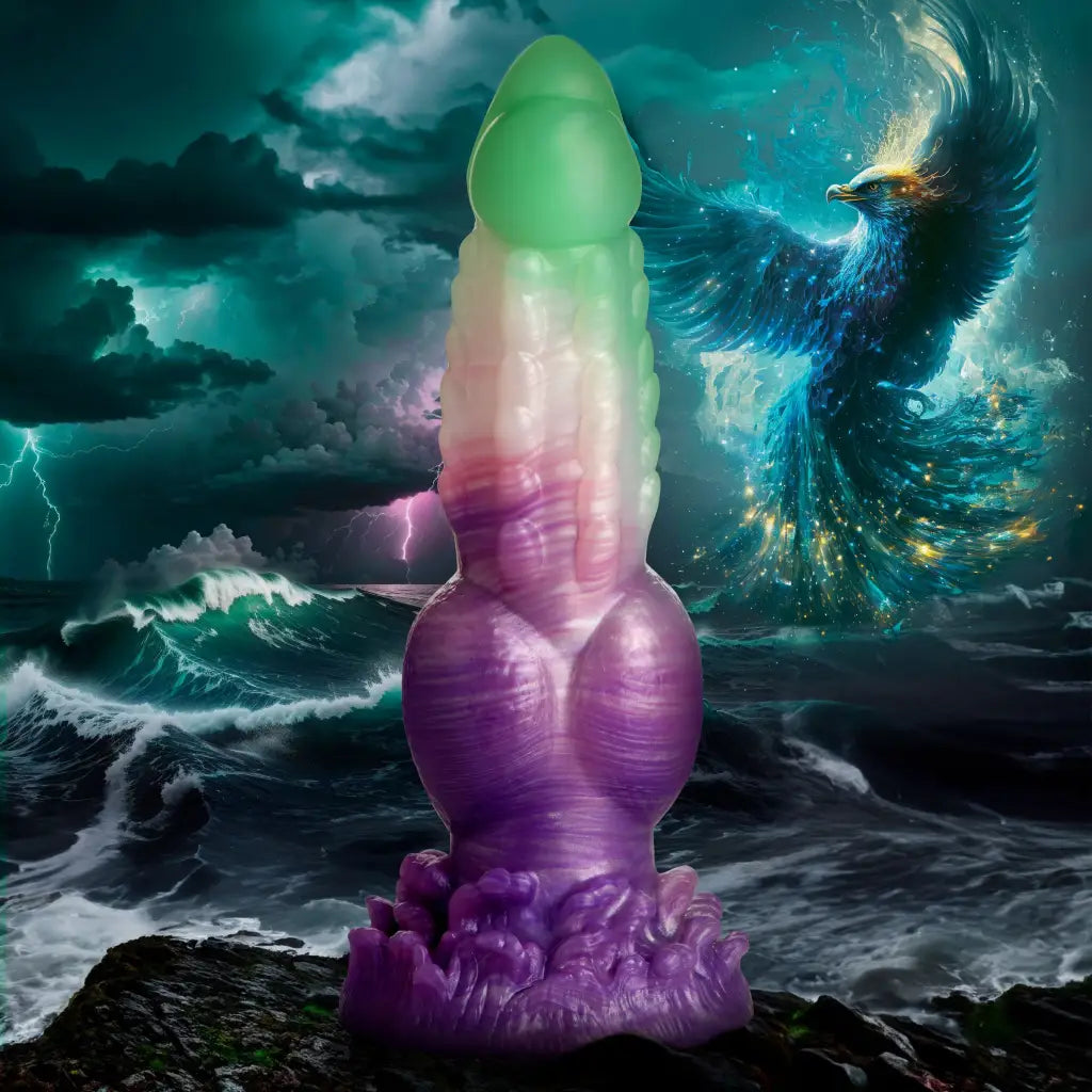 Creature Cocks Aqua Phoenix Silicone Dildo - Multi-Color - Fantasy Dildo