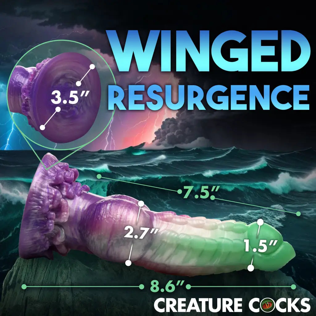 Creature Cocks Aqua Phoenix Silicone Dildo - Multi-Color - Fantasy Dildo