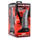 Beastly Tapered Bumpy Silicone Dildo in red-black Creature Cocks box with flared base