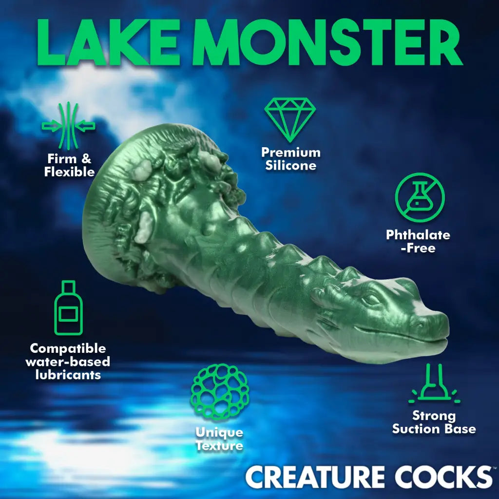 Creature Cocks Cockness Monster Lake Creature Silicone Dildo - Green - Fantasy Dildo