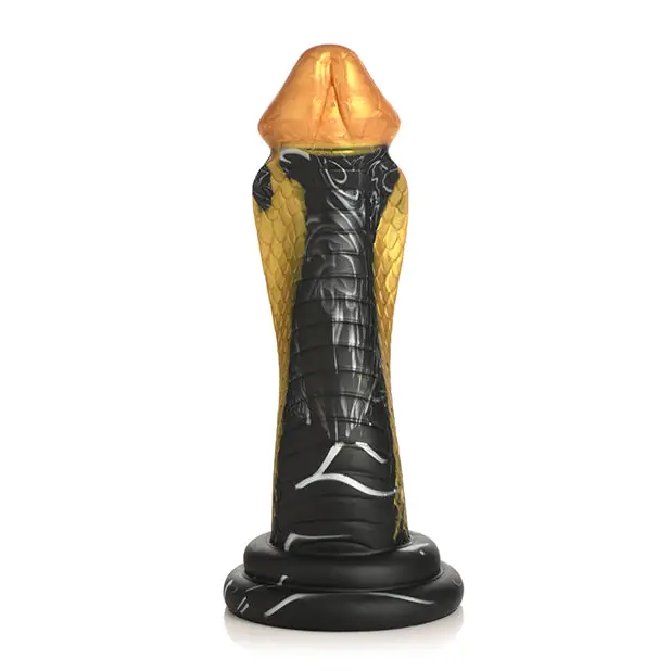 Close-up of a snake hood statue from Creature Cocks Golden Mamba Silicone Dildo