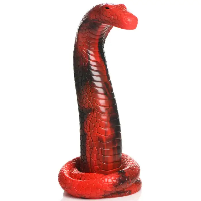 Creature Cocks King Cobra Silicone Dildo - Red Snake with Black and White Stripes