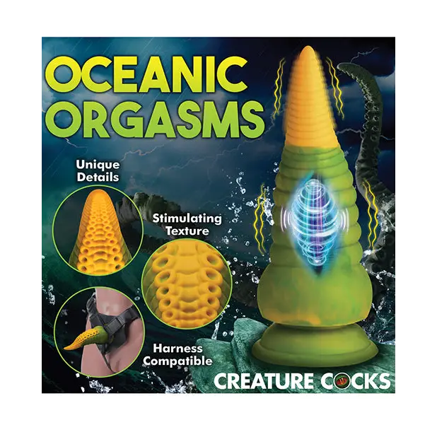 Creature Cocks Monstropus 2.0 Vibrating Tentacle Silicone Dildo - Yellow/Green - Vibrators