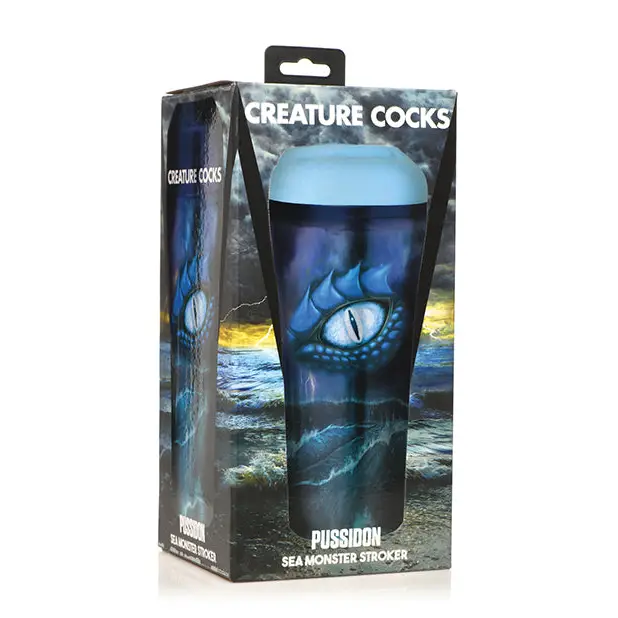 Creature Cocks Pussidon Sea Monster Stroker - Blue - Manual Stroker