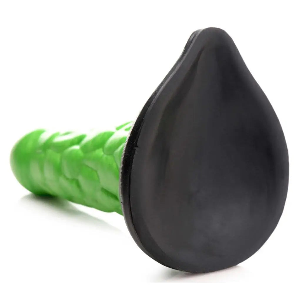 Sex toy: Creature Cocks Radioactive Reptile, thick scaly silicone dildo with textured green shaft