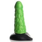 Green textured silicone dildo with flared black base - Creature Cocks Radioactive Reptile