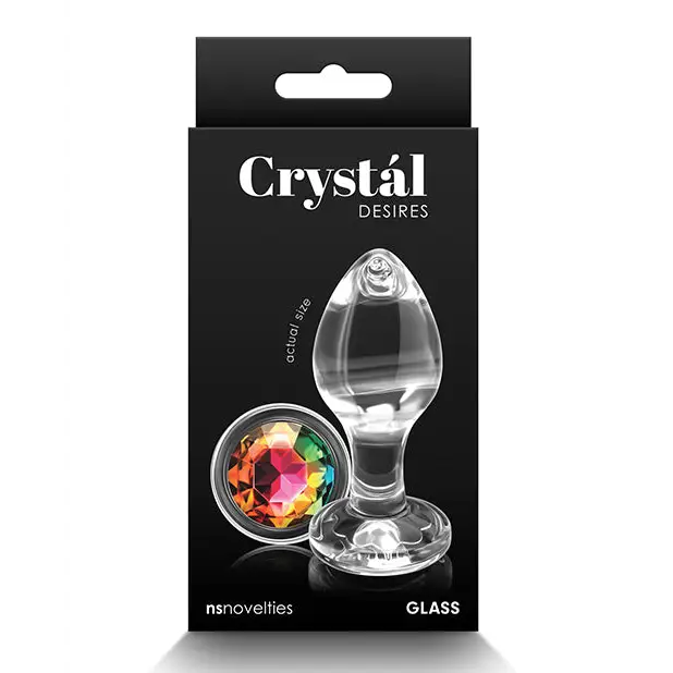 Crystal Desires Rainbow Gem Glass Plug - Medium / Clear - Butt Plug