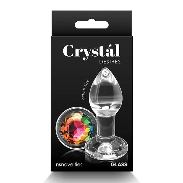 Crystal Desires Rainbow Gem Glass Plug - Small / Clear - Butt Plug