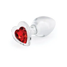 Crystal Desires Red Heart Gem Glass Plug with a beautiful red heart-shaped jewel base