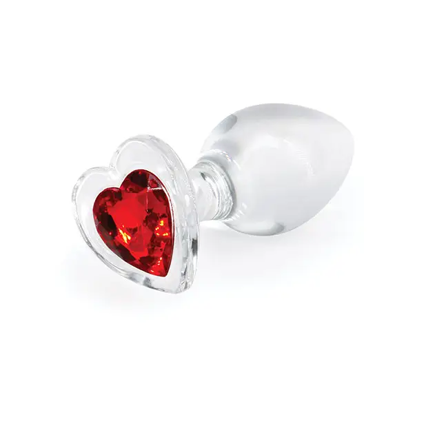 Crystal Desires Red Heart Gem Glass Plug with a beautiful red heart-shaped jewel base