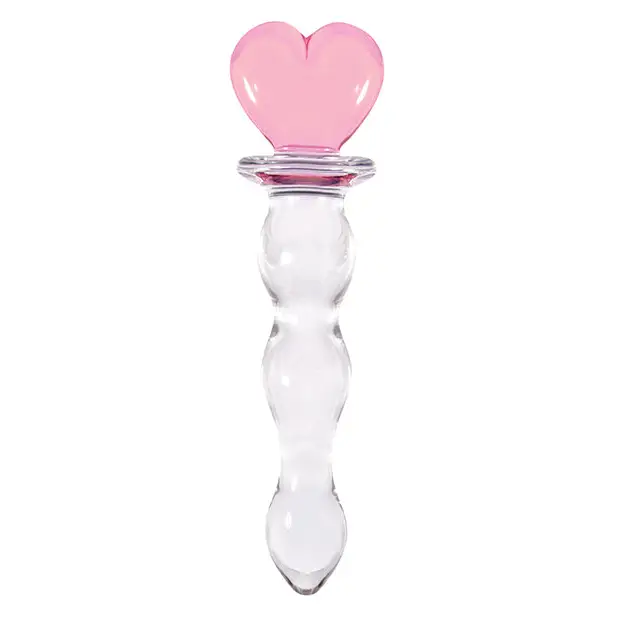 Crystal Heart of Glass 6 in. Glass Dildo Pink/Clear - Realistic Dildo