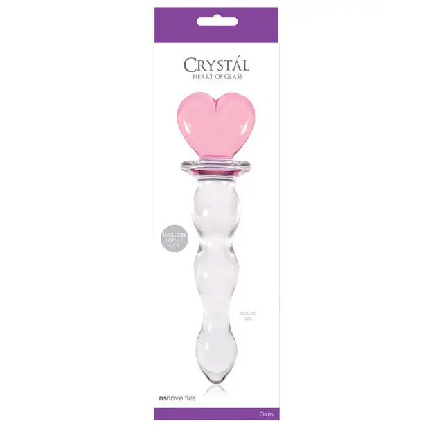 Crystal Heart of Glass 6 in. Glass Dildo Pink/Clear - Realistic Dildo