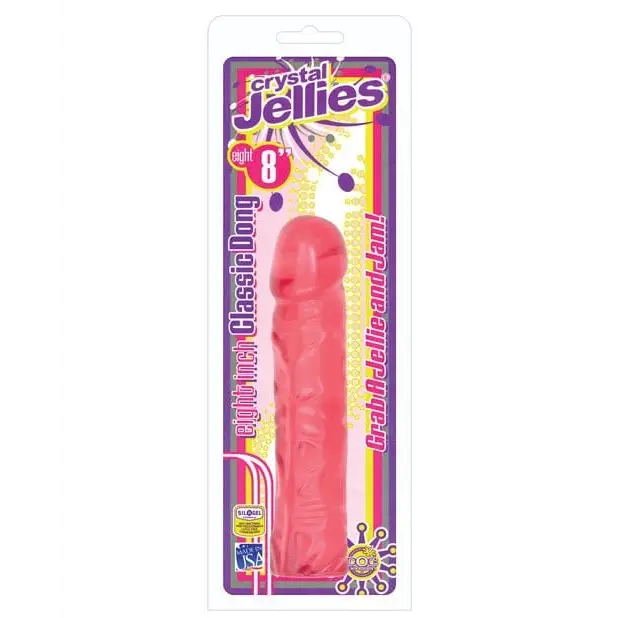 Doc Johnson Dongs & Dildos Pink Crystal Jellies 8"" Classic Dildo" at the Haus of Shag