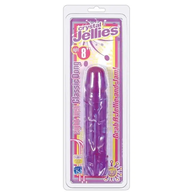 Doc Johnson Dongs & Dildos Purple Crystal Jellies 8"" Classic Dildo" at the Haus of Shag