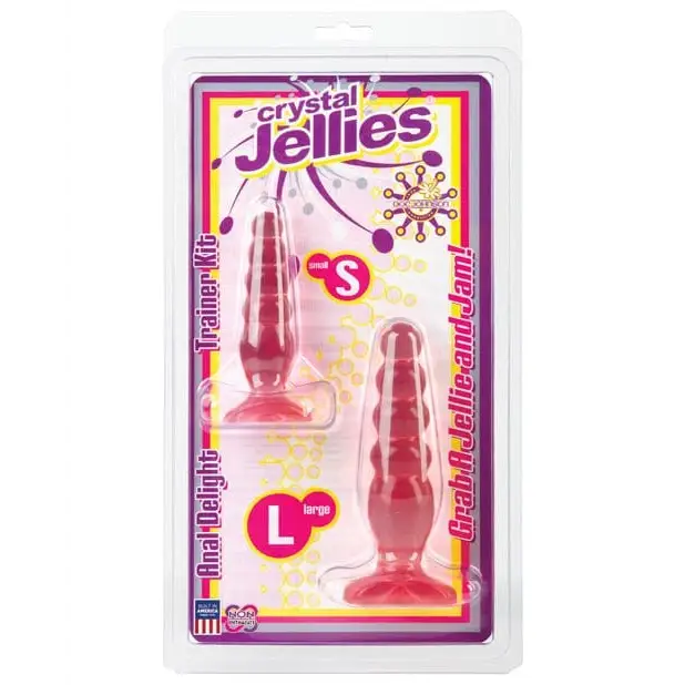 Doc Johnson Plug Pink Crystal Jellies Anal Delight Trainer Kit at the Haus of Shag