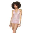 Coquette Teddy Crystal Pink Halter Crotchless Teddy by Coquette at the Haus of Shag