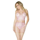 Coquette Lingerie Set Small / Pink Crystal Pink Longline Bra, Garter Belt & Panty by Coquette at the Haus of Shag