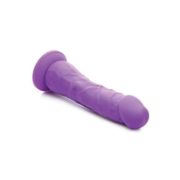 Curve Novelties Lollicock 7’ purple silicone dildo with textured shaft and flared base