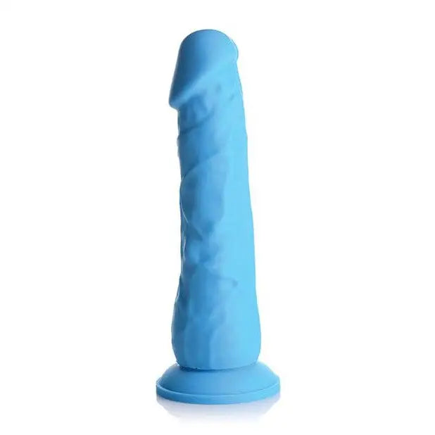 Light blue Curve Novelties Lollicock 7’ silicone dildo with textured shaft and flared base