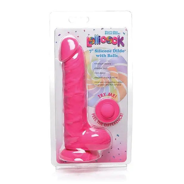 Curve Novelties Dongs & Dildos Cherry Curve Novelties Lollicock 7" Silicone Dildo W/balls at the Haus of Shag