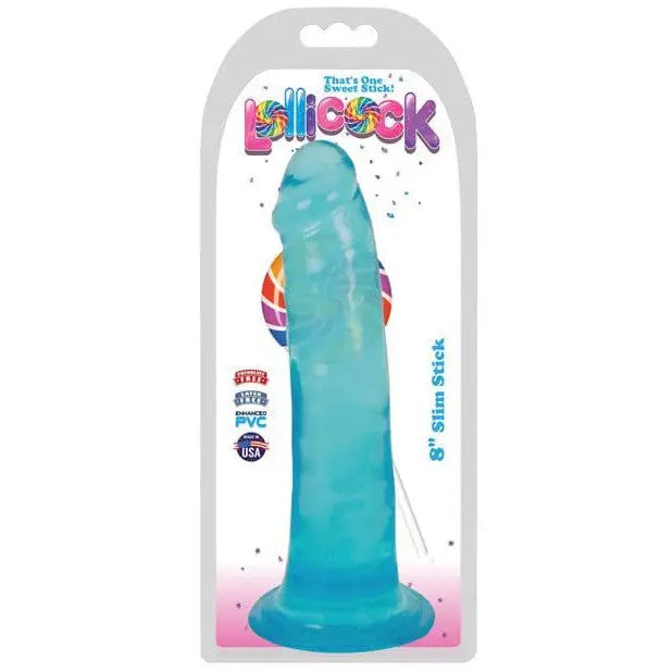 Turquoise silicone Curve Novelties Lollicock Slim Stick in clear packaging