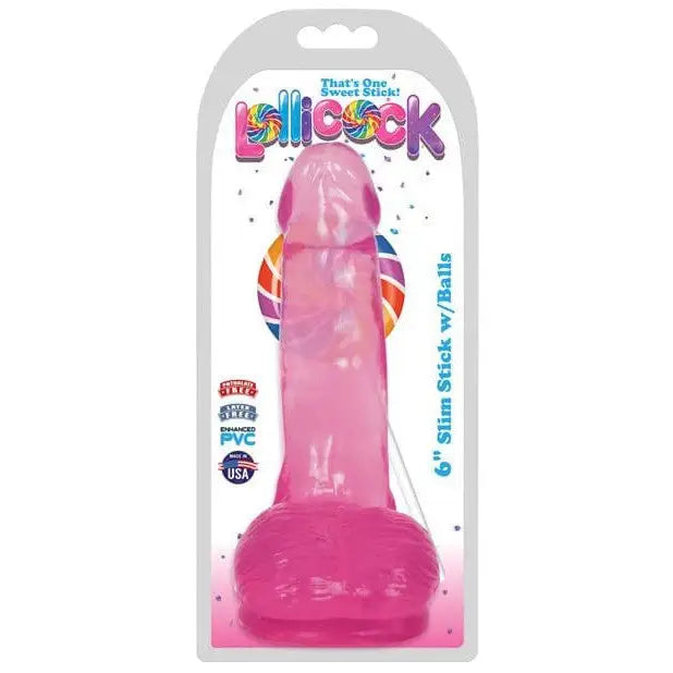 Pink Curve Novelties Lollicock Slim Stick with Balls in retail packaging