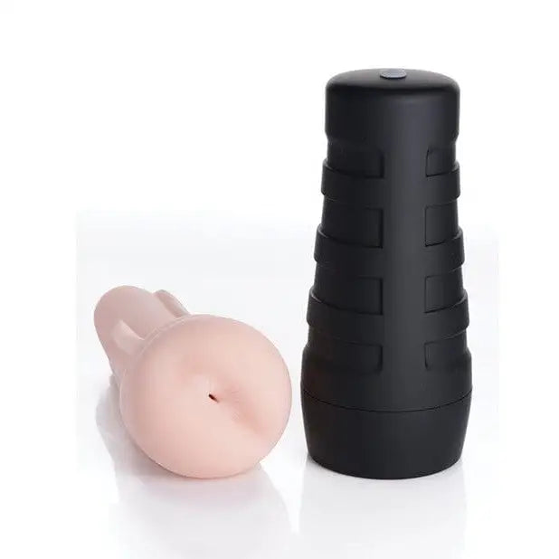 Curve Novelties Mistress Brittany Deluxe Ass Stroker in black with ridged texture and rounded top