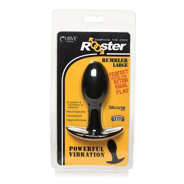 Curve Novelties Rooster Rumbler Vibrating Silicone Anal Plug in retail packaging