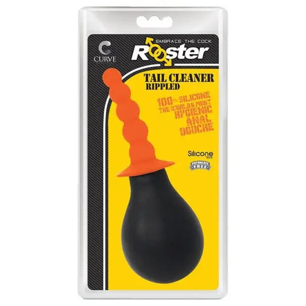 Rippled Rooster Tail Cleaner with black bulb and orange tip in Curve Novelties packaging