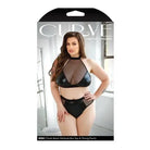 Fantasy Lingerie Lingerie Set Curve Rebel Wetlook Halter Top W/removable Chain & Panty Black at the Haus of Shag