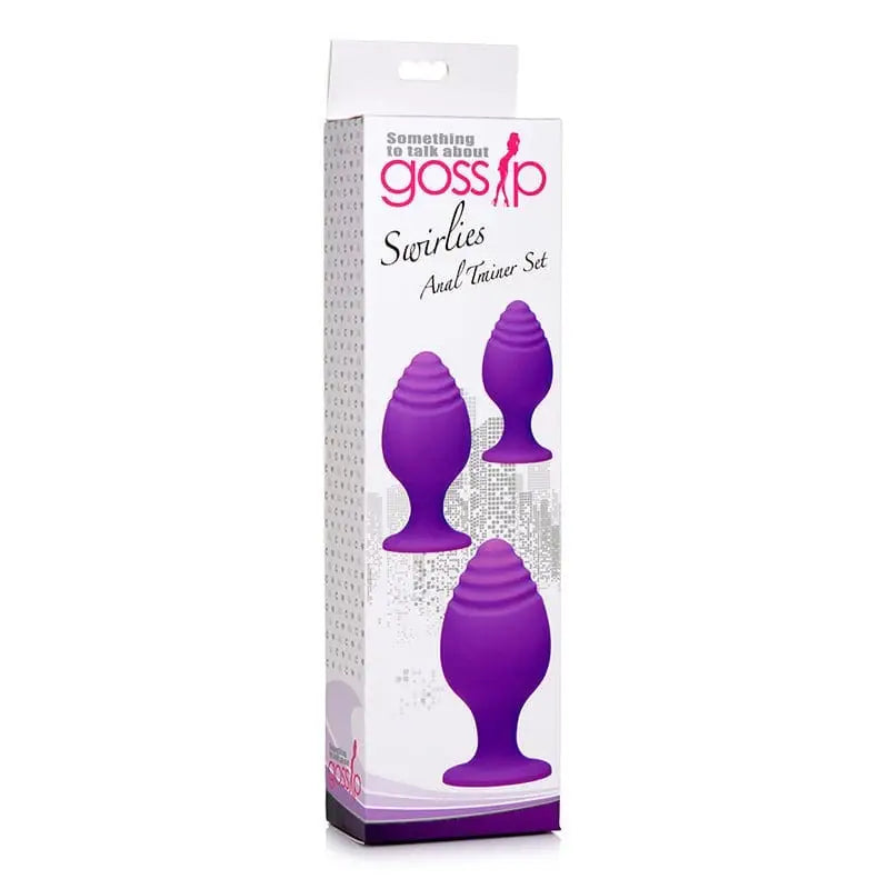 Curve Toys Gossip Swirlies 3-Piece Silicone Anal Training Set Magenta in packaging