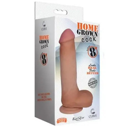 Curve Toys Home Grown Cock 7 in. Dildo with Balls & Suction Cup in retail packaging