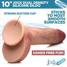 Curve Novelties Dildos 10 Inch Curve Toys Jock Dual Density 10 in. Silicone Dildo with Balls & Suction Cup Light at the Haus of Shag