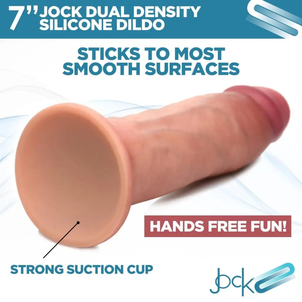 Curve Toys Jock Dual Density 7 in. Silicone Dildo with Suction Cup Light for versatile play