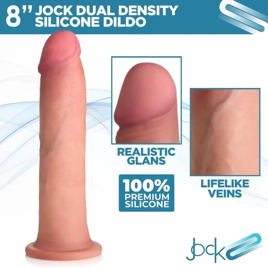 Curve Novelties Dildos 8 Inch Curve Toys Jock Dual Density 8 in. Silicone Dildo with Suction Cup Light at the Haus of Shag