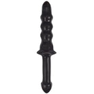 Black silicone rippled dildo with insertable handle for enhanced pleasure and control