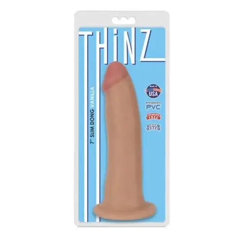 Curve Novelties Dildos Curve Toys Thinz 7 in. Slim Dildo with Suction Cup Beige at the Haus of Shag