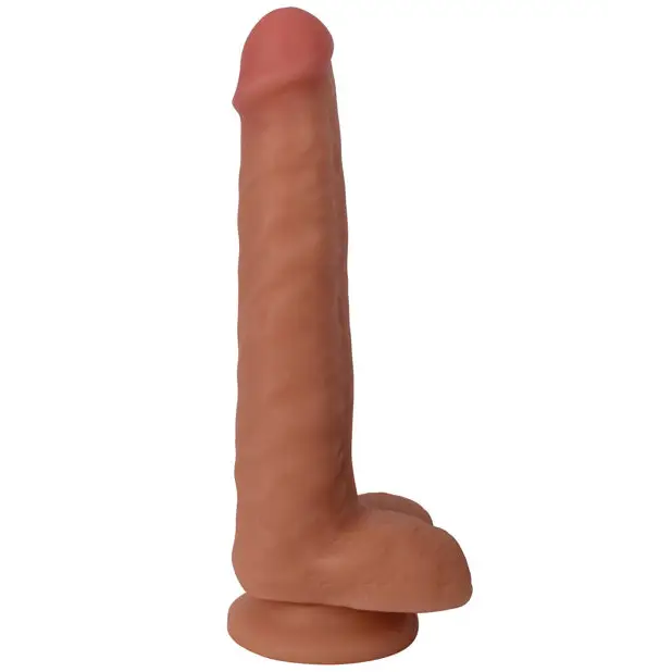 Curve Toys Thinz 8 in. Slim Dildo with Balls & Suction Cup Beige - Vanilla - Realistic Dildo