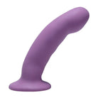 Trinity Vibes Dildos Purple Curved Purple Silicone Strap On Harness Dildo at the Haus of Shag