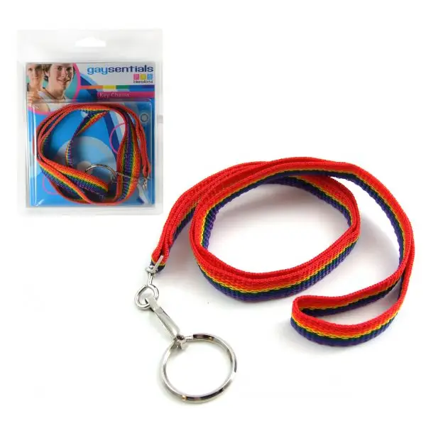 (d) Gaysentials Rainbow Nylon Key Tag - Party Games Gifts & Supplies