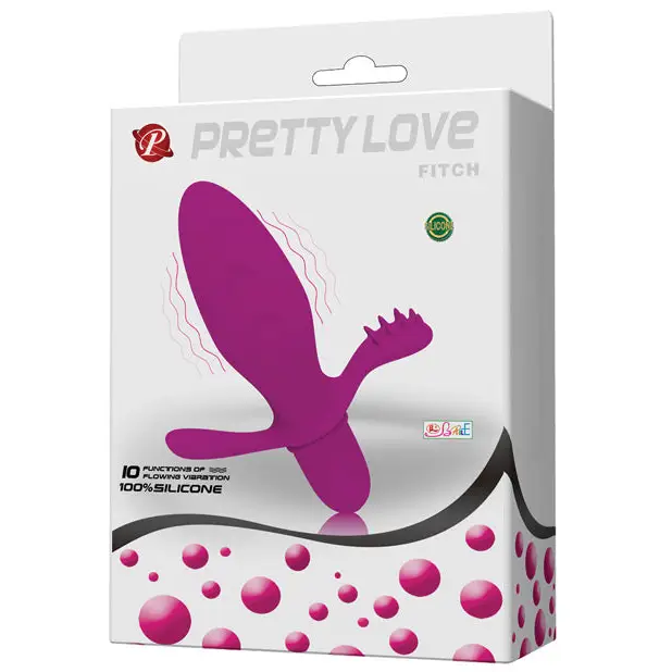 Pretty Love Fitch Anal Vibrator in Fuschia with a curved shape and textured tip