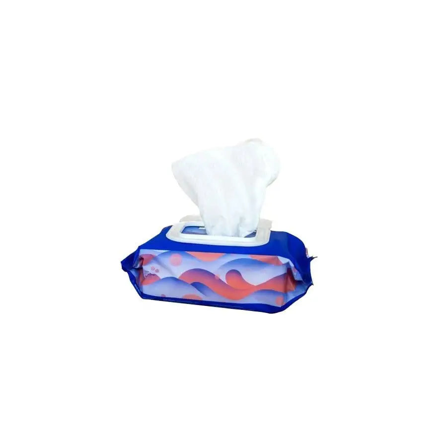 Dame Aloe Infused Body Wipes - Box of facial tissues with blue and pink decorative pattern