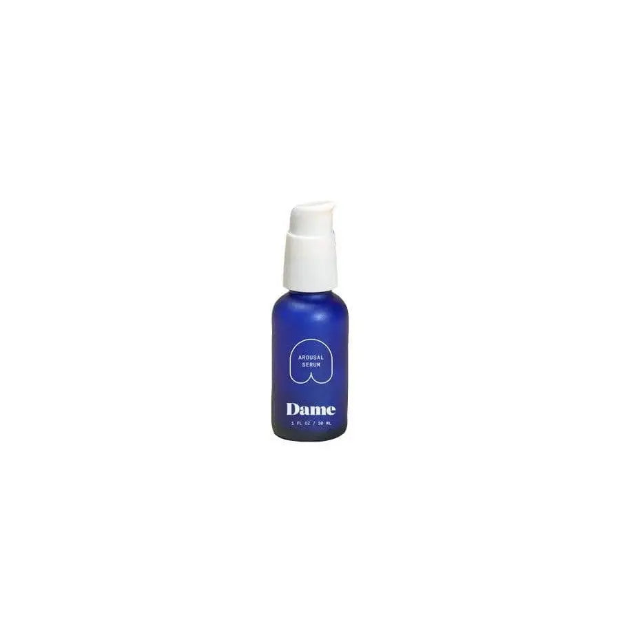 Dame Clitoral Arousal Serum – Bottle of blue liquid with a white cap for enhanced pleasure