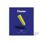 Dame Zee Bullet Vibrator - Yellow bullet-shaped design on blue background