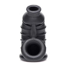 Dark Chamber Silicone Chastity Cage with black rubber plumbing fitting and ridges