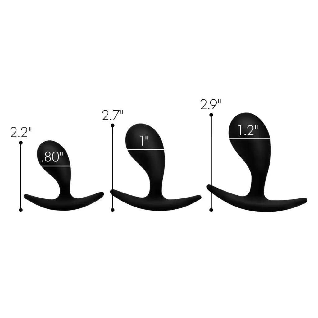 Master Series Plug Dark Droplets 3 Piece Curved Silicone Anal Trainer Set at the Haus of Shag