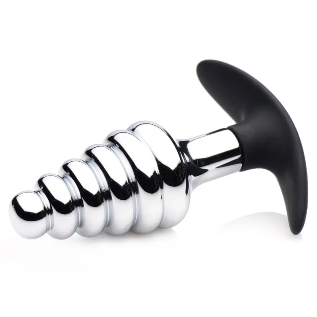 Master Series Plug Dark Hive Metal And Silicone Ribbed Anal Plug at the Haus of Shag